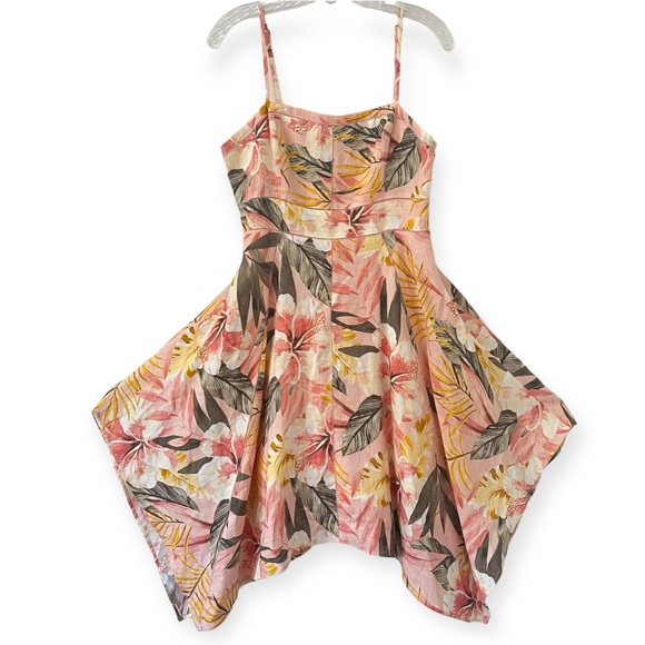 Joie 100% Linen Phara Floral Handkerchief Hem spaghetti Strap Dress Sz 6 (hh) - Picture 6 of 16
